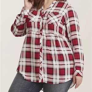 Torrid Plaid Top Babydoll Tunic Shirt NWT SZ 1X Shirt